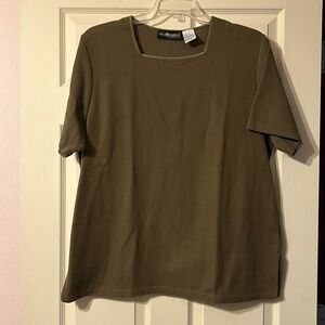 Vintage Sag Harbor Square Neck Olive Green Blouse 1X